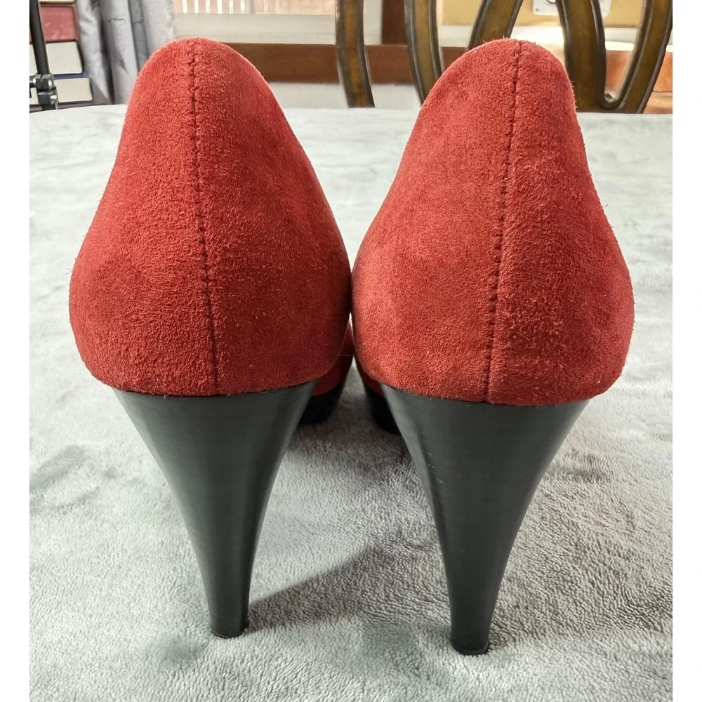Style&co.‎ Shoes Womens Size 7.5 Red Leather Celine Peep Toe Pump Heels